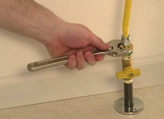 wrench on a gas line