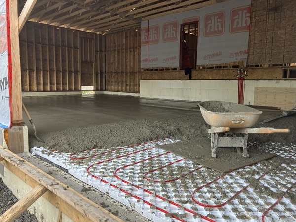 laydown PEX for garage radiant floor