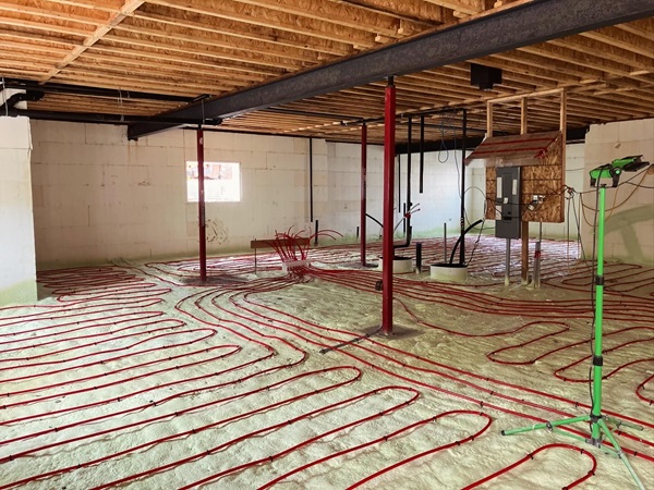 laydown PEX for basement radiant floor